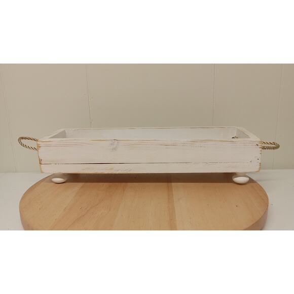 Handcrafted Farmhouse Decor Footed Wooden Box Rustic 14 in. - Picture 1 of 4